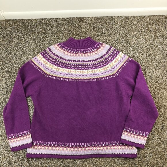 NWOT Vintage Tiara Sweater Fair Isle Cardigan Full Zip Purple Womens XL - Picture 5 of 8